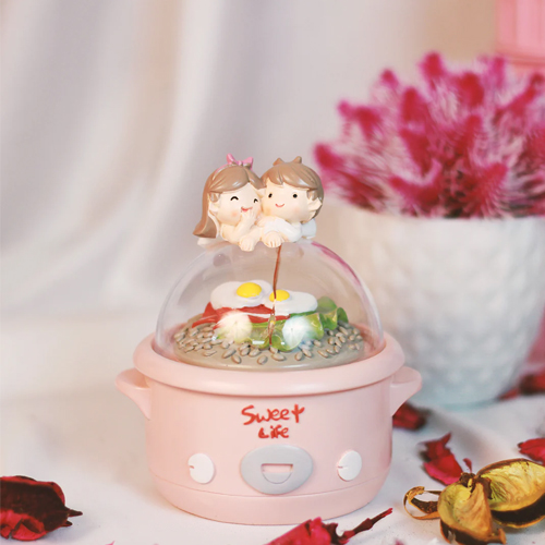 Cute Couple Miniature on Rice Cooker