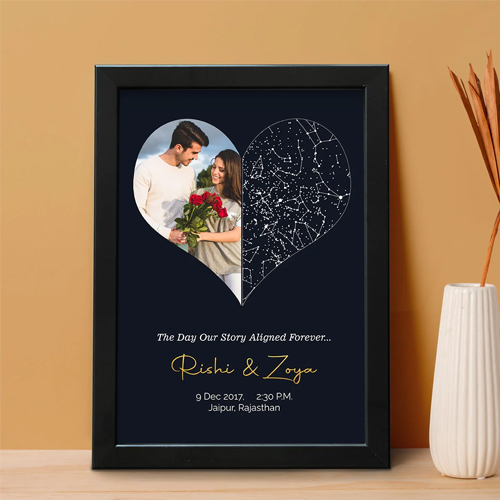 Heart Star Frame With Personalised Photo & name