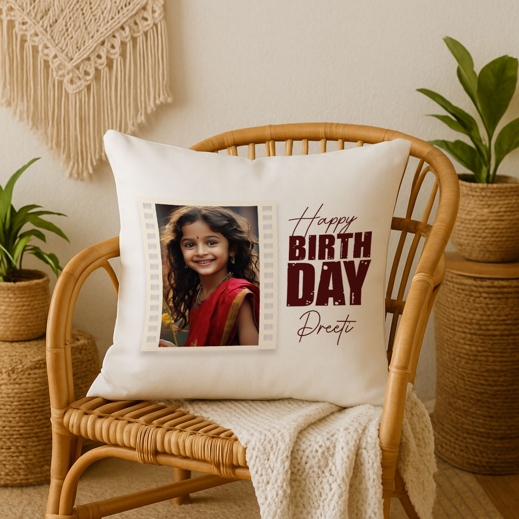 “Happy Birthday” Custom Photo Cushion 