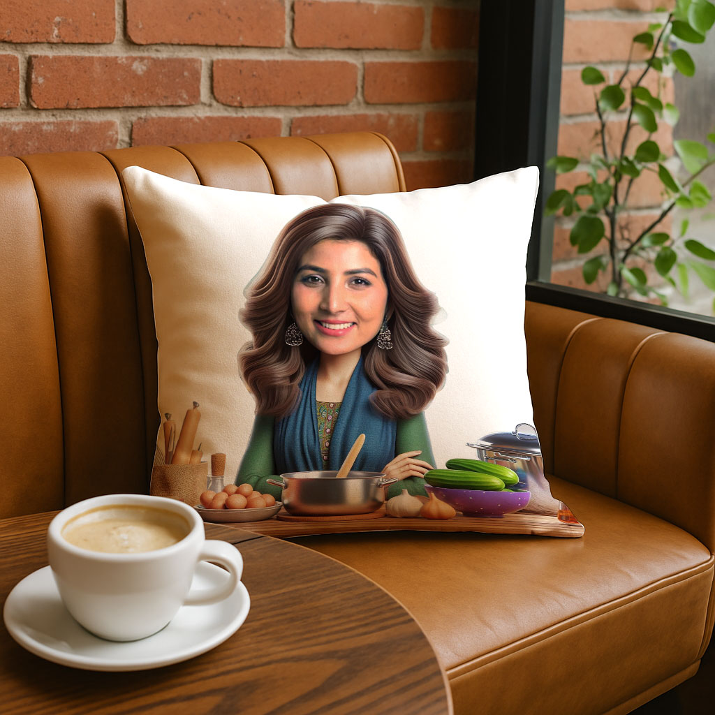 Personalized Cartoon Cushion for Super Chef Mom